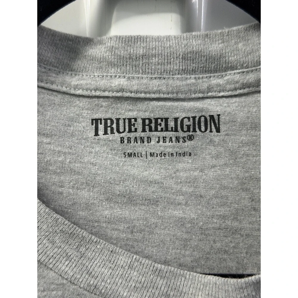True Religion Graphic T-Shirt Mens Small Grey Good Crafted With Pride Logo Tee